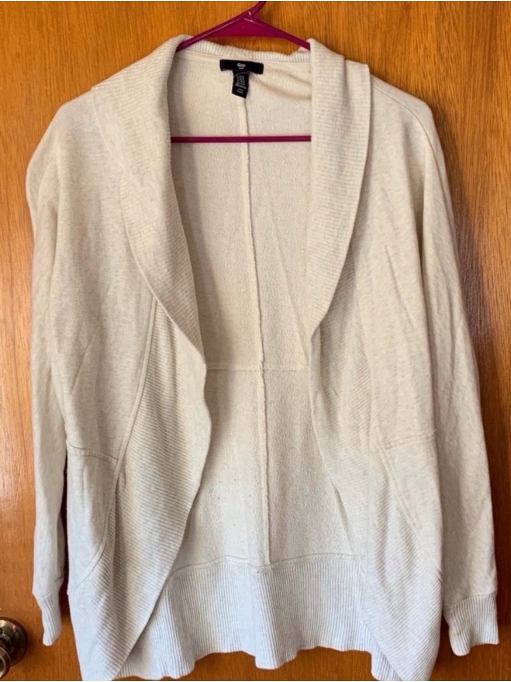 GAP Cream Open-Front Shawl Collar Cardigan